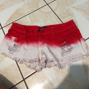 Kendall & Kylie red and white shorts tie dye